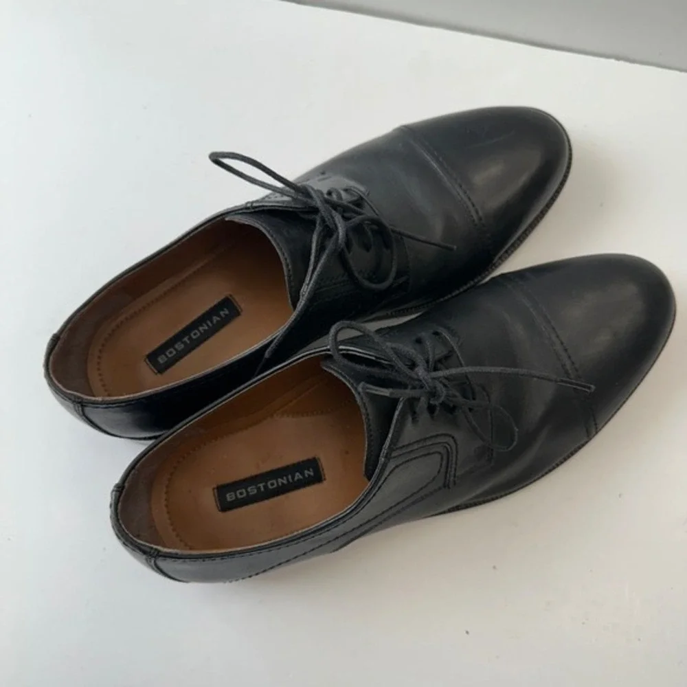 Bostonian Leather Cap Toe Oxford Dress Shoes Classic Black Shoes Mens 10M‎